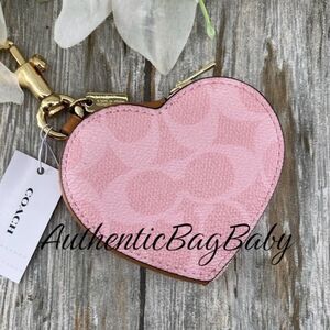 Coach Powder Pink Heart Bag Charm Purse